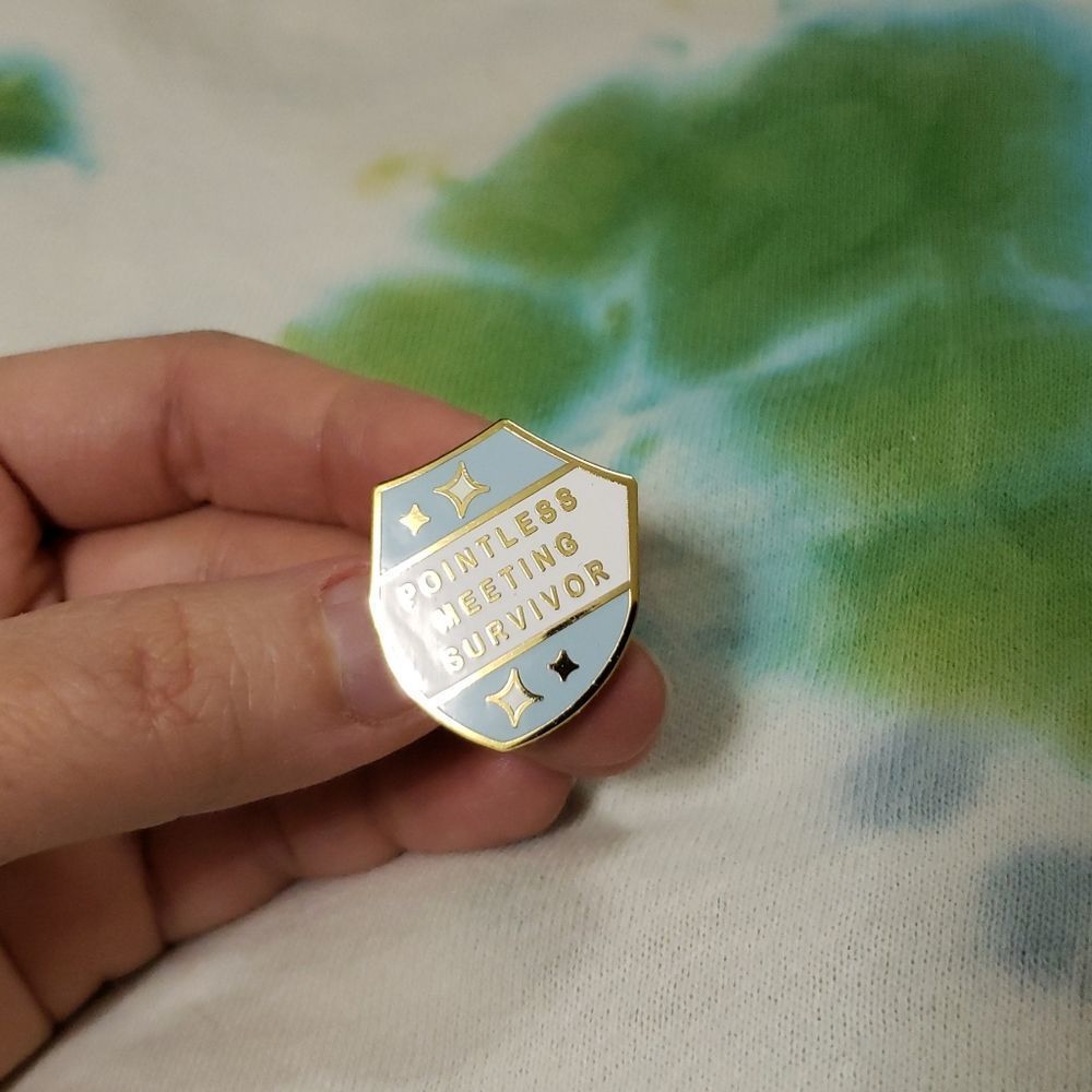 🕐Pointless meeting survivor badge enamel pin - Picture 3 of 7